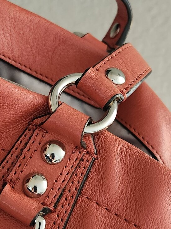Euc Coach Ashley Coral Leather Shoulder Bag Handbag Purse